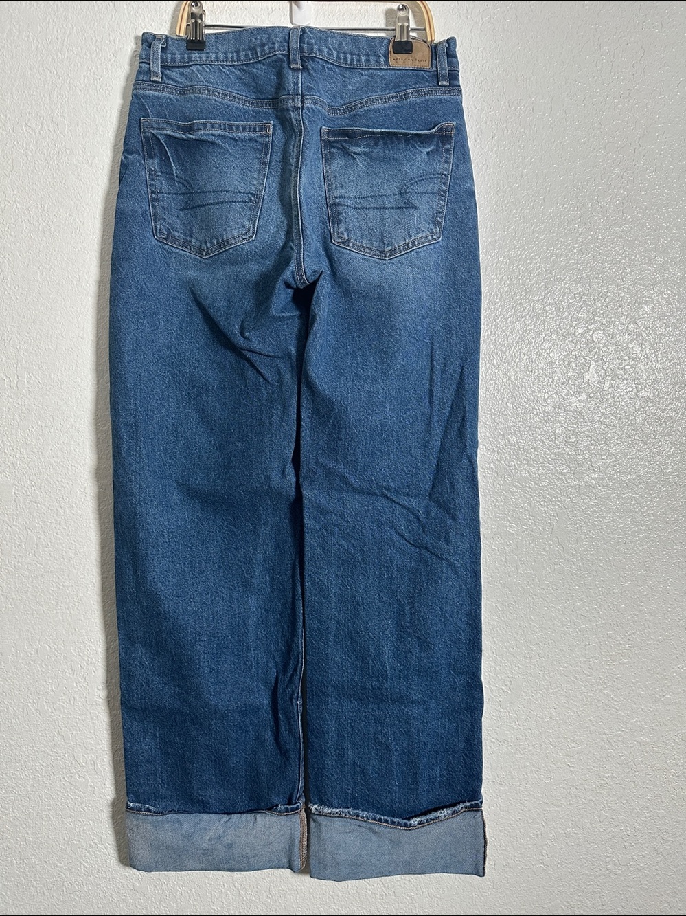 American Eagle Stovepipe Jeans Women’s Size 6 Long Wide Cuff Stretch Denim - Picture 2 of 9